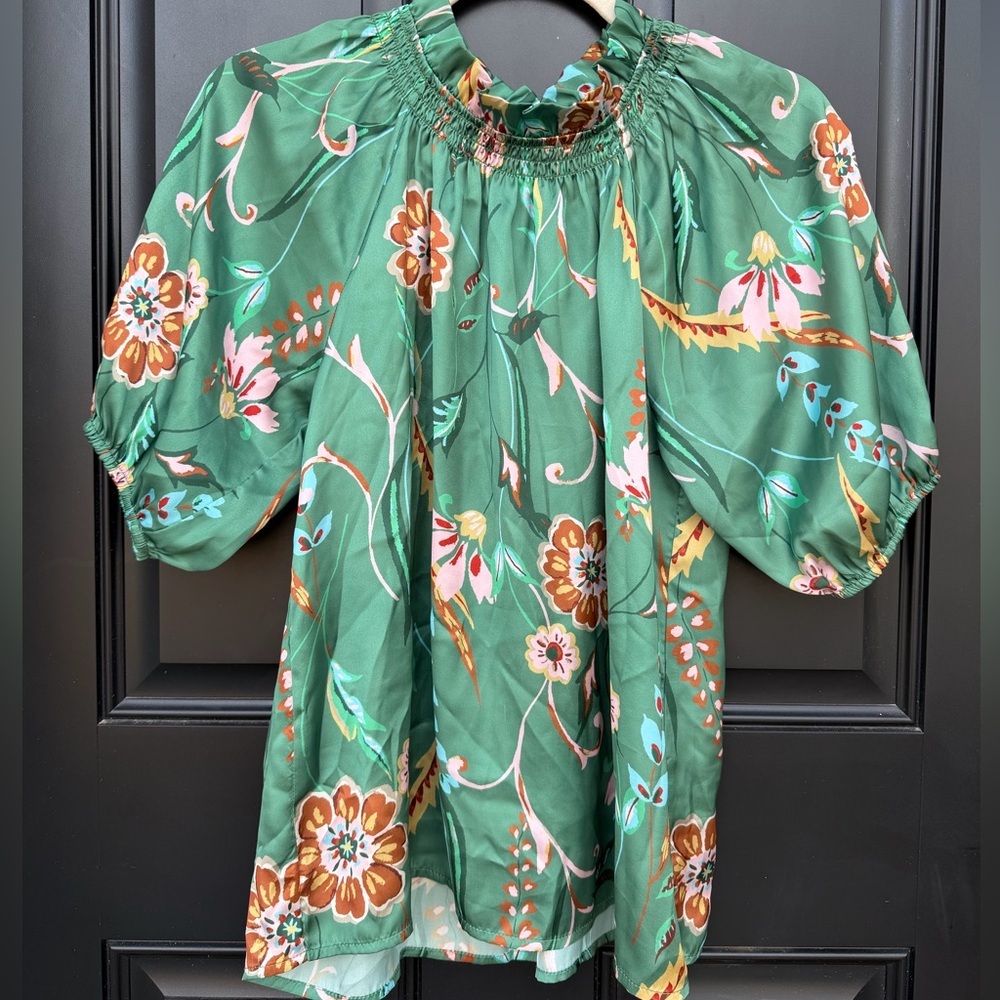 THML Green Floral Blouse